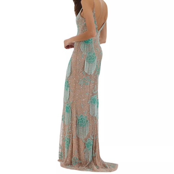 NEW Lara Women's Danika Floral Beaded Sheath Beaded Dress Beaded Fringe Sz 8 - Picture 2 of 8